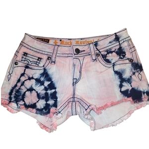 Rock Revival Pink/Blue Dyed Shorts | Size 29